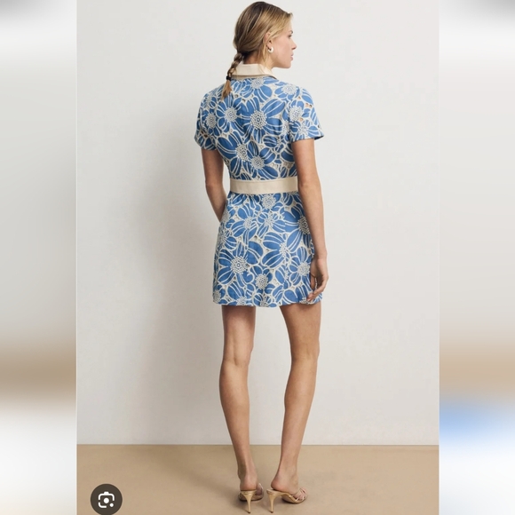 Ramy Brooke Shannon Blue Eyelet Floral Mini Shirt Dress Size - Picture 3 of 10